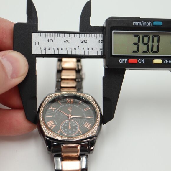 Charming Charlie Womens Two Tone Watch 39mm Black Rose Gold Tone w New Battery - Picture 2 of 14